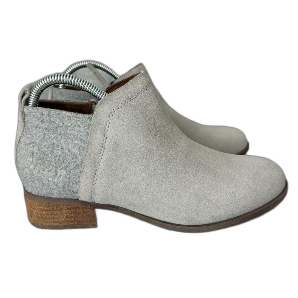 Toms Ankle Bootie Gray Suede Side Zip Casual Boots Womens Size 8